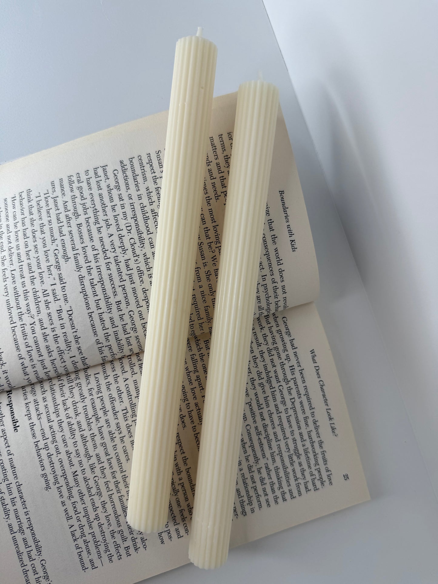 Striped Taper Candle | Ribbed Candle