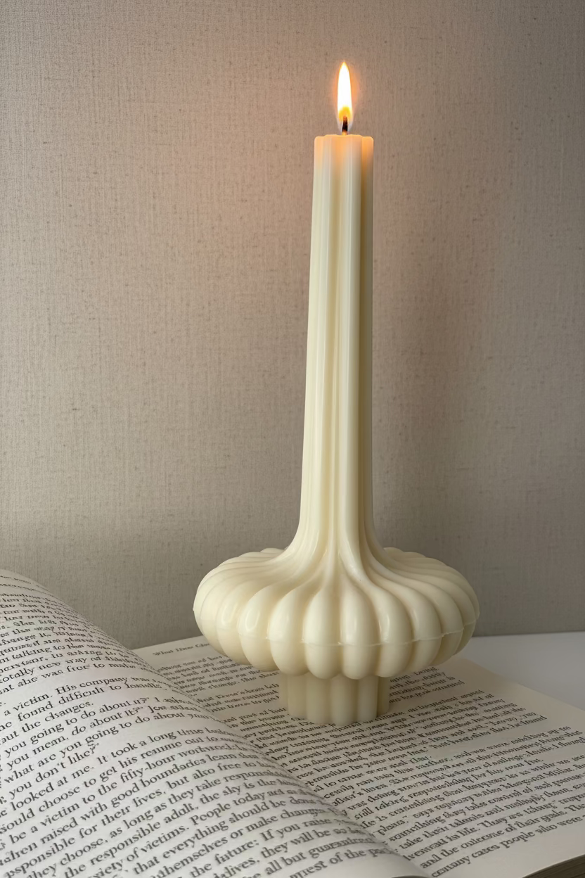 Vase Column Candle | Ribbed Soy Wax Candle