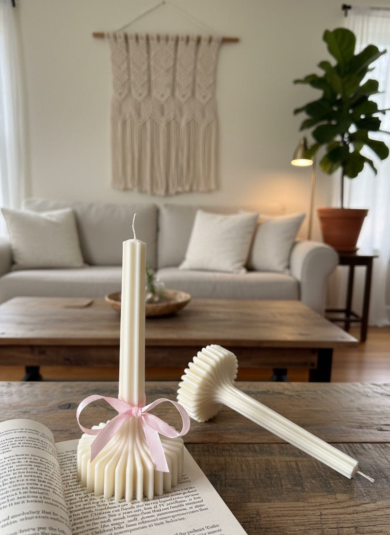 Striped Column Candle | Vase Candle