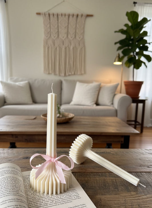 Striped Column Candle | Vase Candle