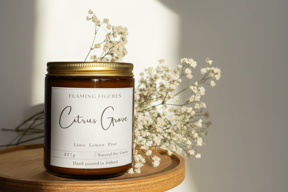 Citrus Grove Aromatherapy Candle | Lime Lemon Pine Soy Wax