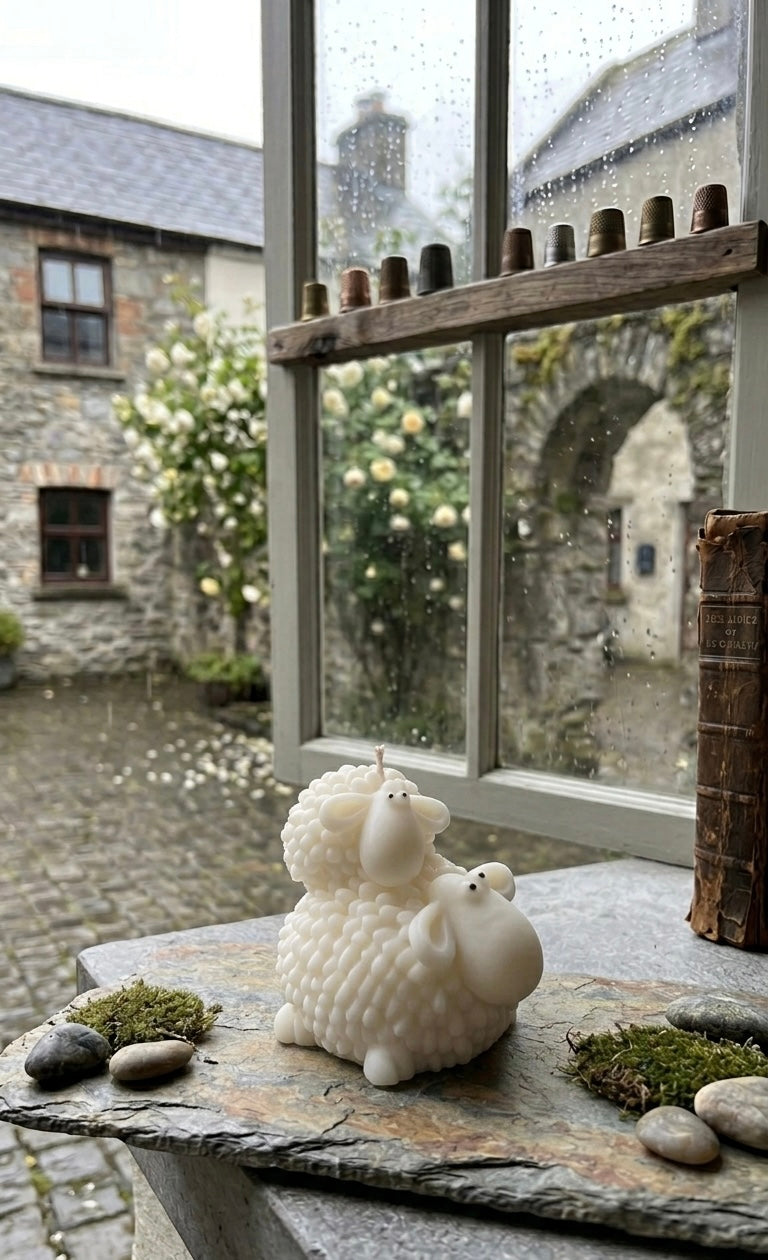 Woolly Hug Candle | Sheep and Lamb Candle | Ireland