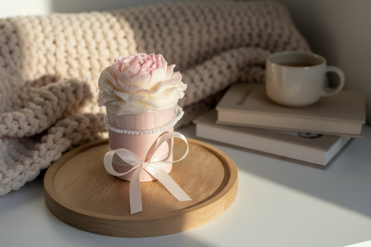 Peony Flower Bouquet Candle | Handmade Soy Wax | Ireland