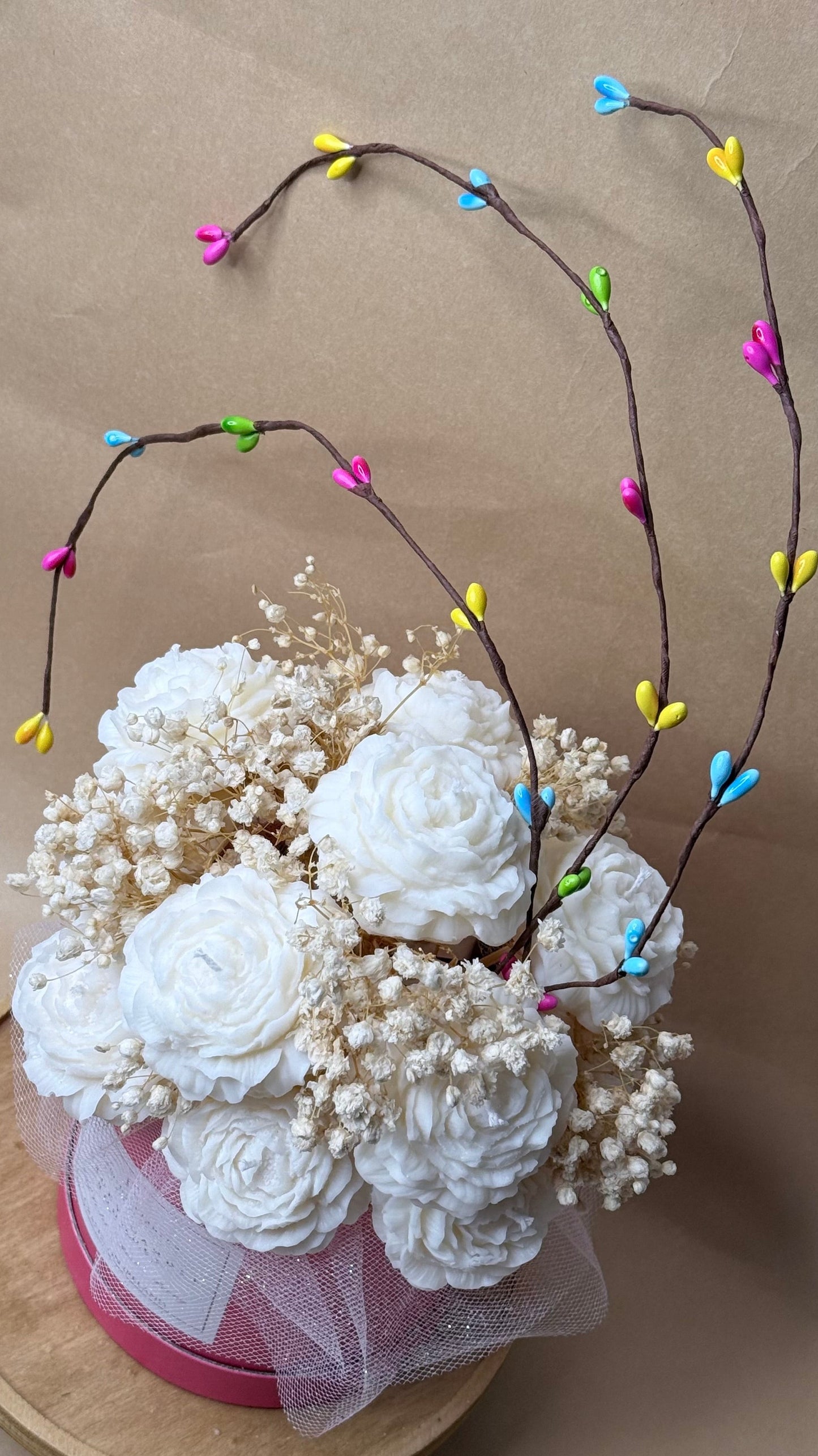 Peony Candle Bouquet | Luxury Flowers Bouquet | Peonies Bouquet Ireland