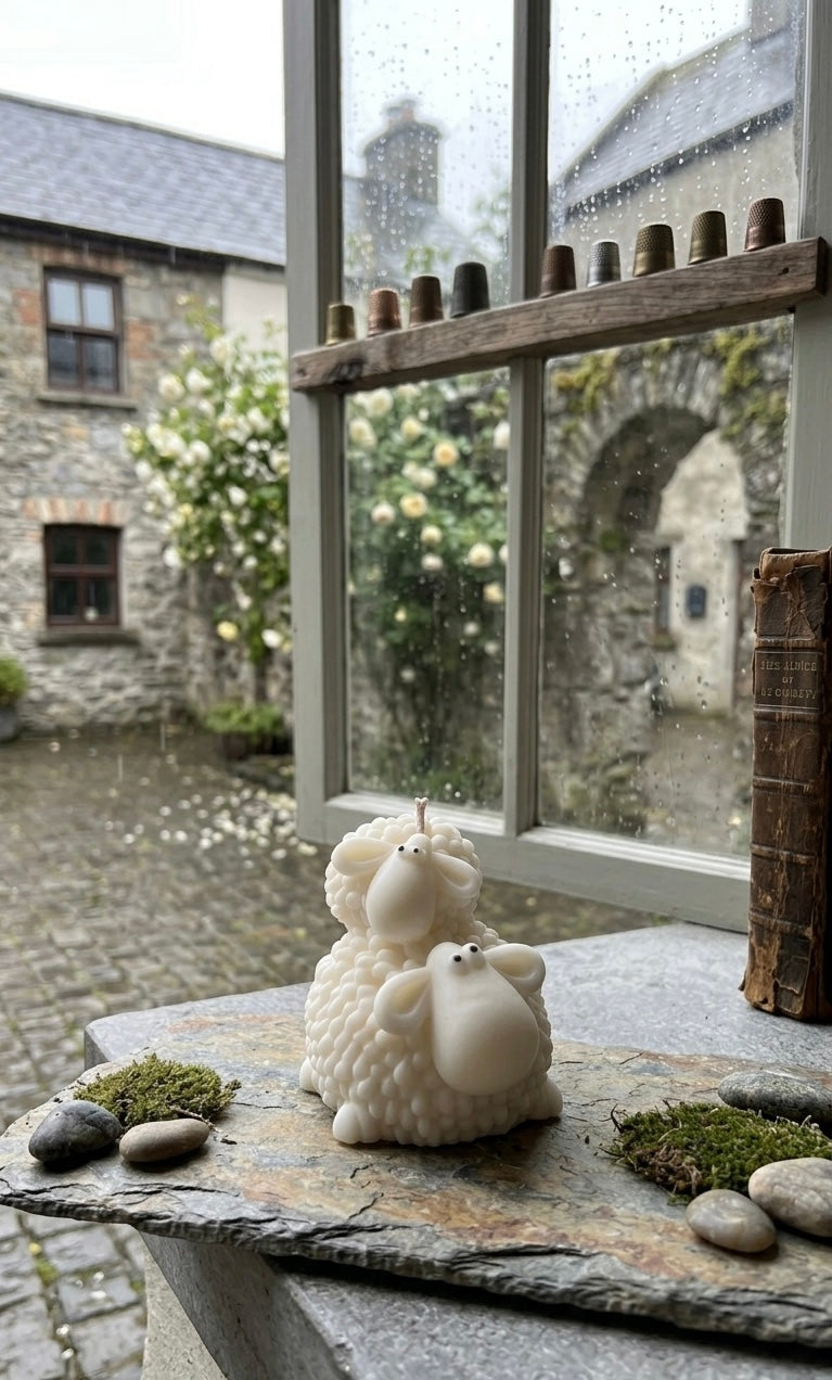 Woolly Hug Candle | Sheep and Lamb Candle | Ireland
