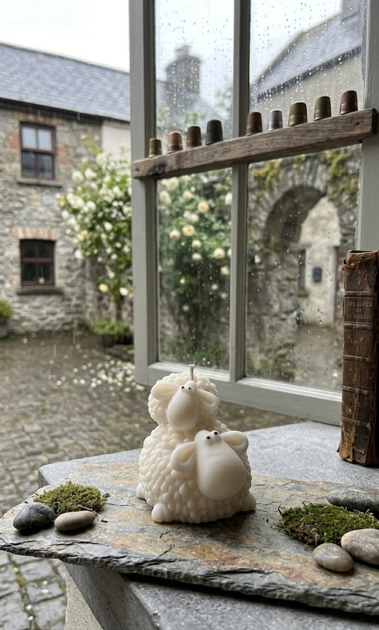 Woolly Hug Candle | Sheep and Lamb Candle | Ireland