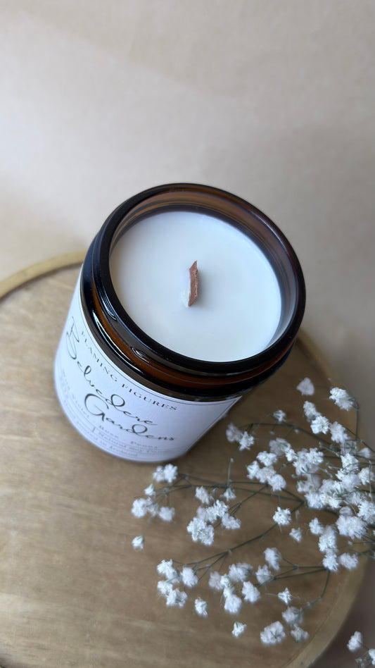 Belvedere Gardens Aromatherapy Candle | Wild Violet Rose Peony | Wooden wick Candle