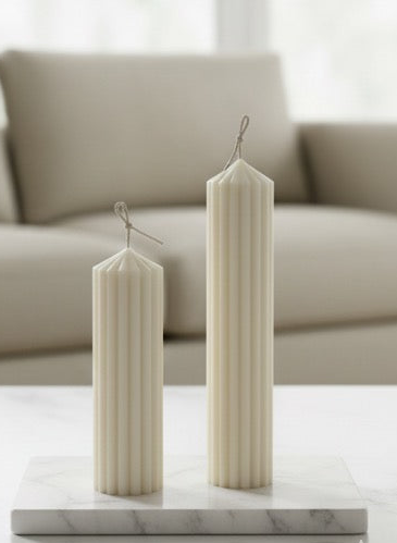 Striped Pillar Candles | Decorative Soy Wax Candles Ireland