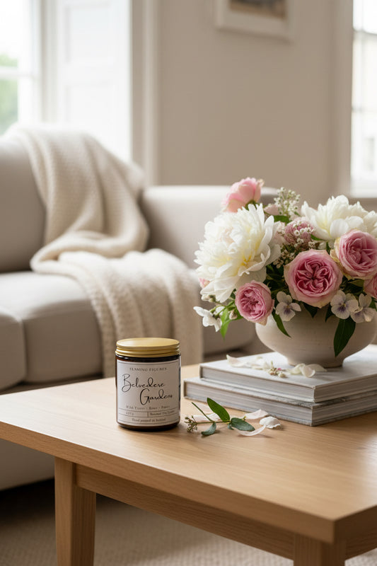 Belvedere Gardens Aromatherapy Candle | Wild Violet Rose Peony | Wooden wick Candle
