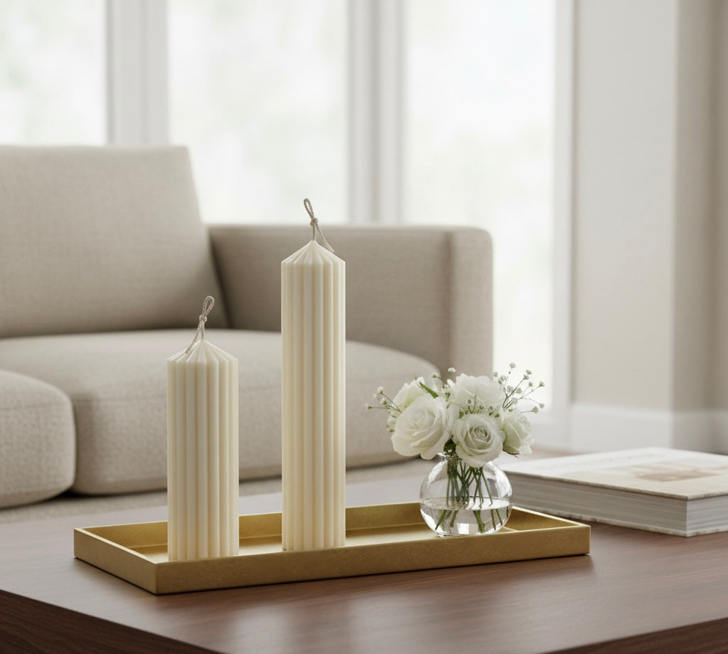 Striped Pillar Candles | Decorative Soy Wax Candles Ireland