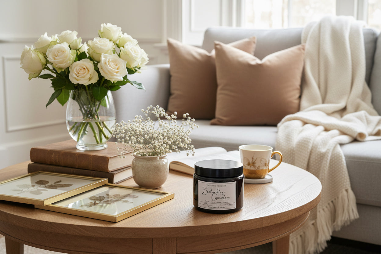 Belvedere Gardens Aromatherapy Candle | Wild Violet Rose Peony | Wooden wick Candle