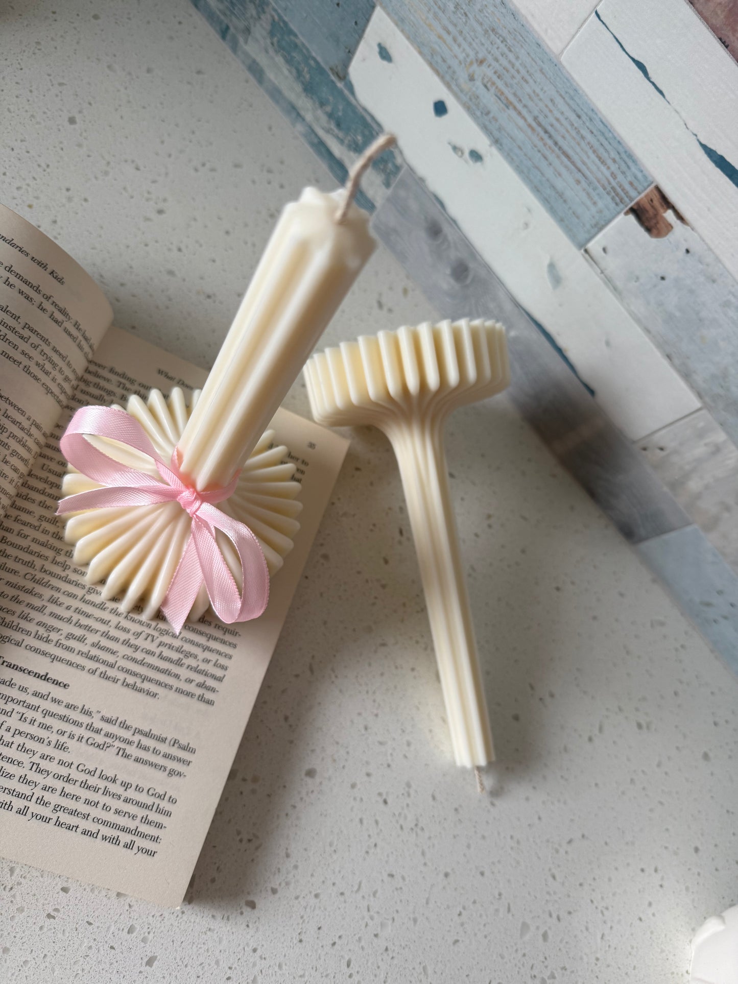 Striped Column Candle | Vase Candle