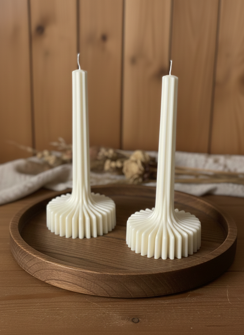 Striped Column Candle | Vase Candle