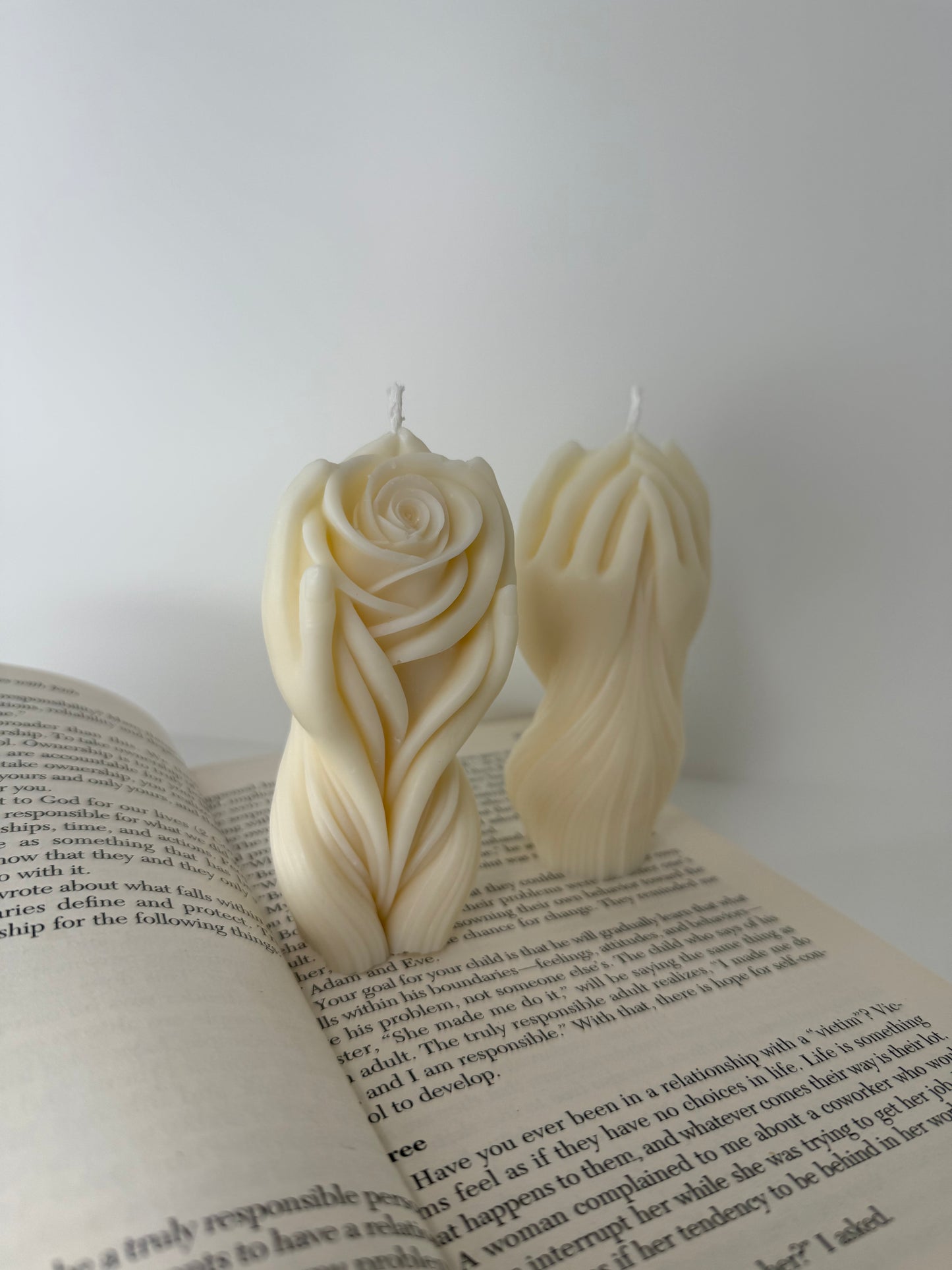 Hands Holding Rose Candle | Soy Wax Candle